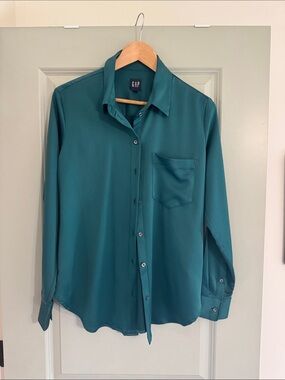 GAP Teal Button-Up Blouse